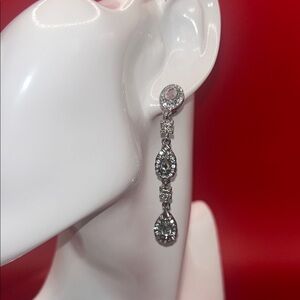 Icing Silver Crystal Drop Earrings
